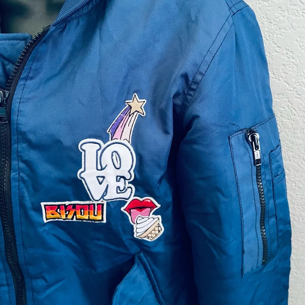 CHRLDR “Take me with you” Blue Bomber Jacket w/ Patches - XS